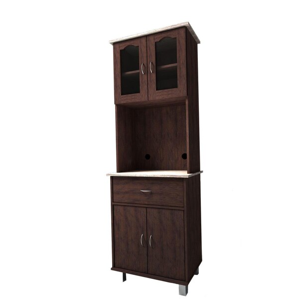 Made-To-Order 68.3 x 15.63 x 26.45 in. Kitchen Cabinet, Top & Bottom Enclosed Cabinet Space Chocolate & Grey MA2584705 - main